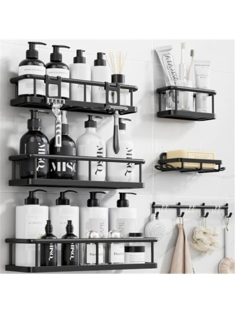Shower Caddy Adhesive, Rustproof Shower Shelves for Inside Shower
